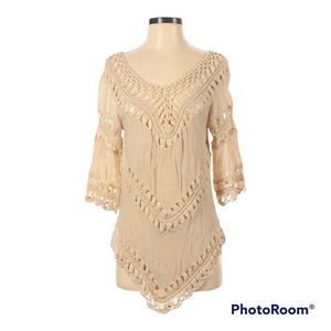 🎀 Vivid Importers of NY Boho Knit Top Blouse Cottage Beach Small